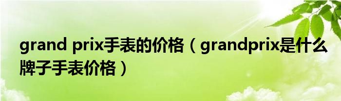 grand prix手表的價(jià)格（grandprix是什么牌子手表價(jià)格）