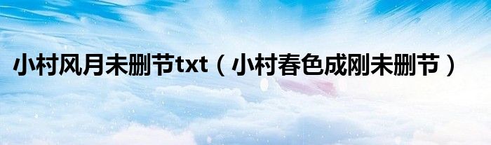 小村風月未刪節(jié)txt（小村春色成剛未刪節(jié)）