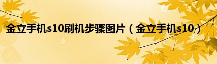 金立手機s10刷機步驟圖片（金立手機s10）