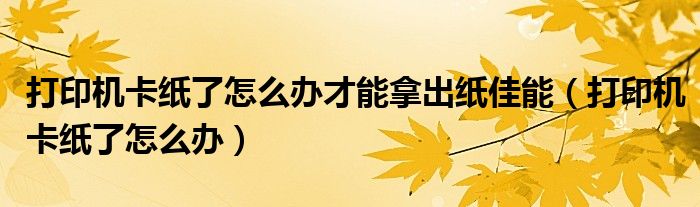 打印機(jī)卡紙了怎么辦才能拿出紙佳能（打印機(jī)卡紙了怎么辦）