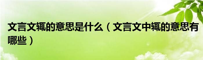 文言文輒的意思是什么（文言文中輒的意思有哪些）