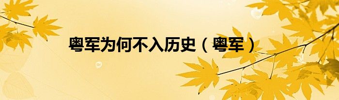 粵軍為何不入歷史（粵軍）