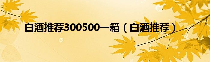 白酒推薦300500一箱（白酒推薦）
