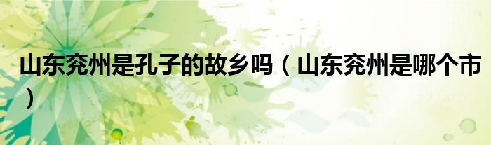 山東兗州是孔子的故鄉(xiāng)嗎（山東兗州是哪個(gè)市）