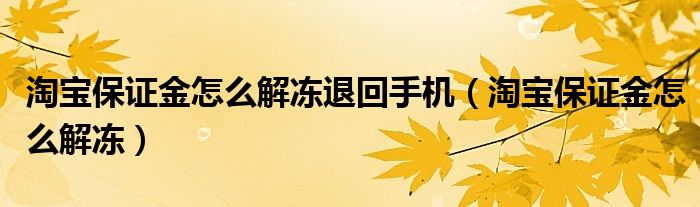 淘寶保證金怎么解凍退回手機(jī)（淘寶保證金怎么解凍）