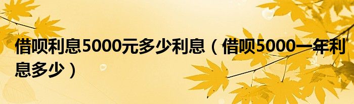 借唄利息5000元多少利息（借唄5000一年利息多少）