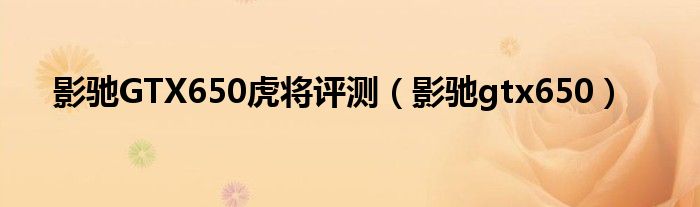 影馳GTX650虎將評(píng)測（影馳gtx650）