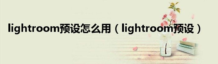 lightroom預(yù)設(shè)怎么用（lightroom預(yù)設(shè)）