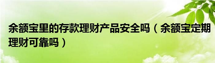 余額寶里的存款理財產(chǎn)品安全嗎（余額寶定期理財可靠嗎）
