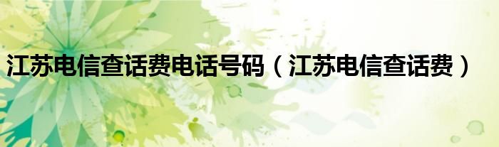 江蘇電信查話費電話號碼（江蘇電信查話費）