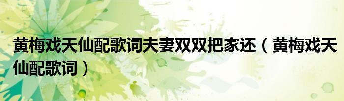 黃梅戲天仙配歌詞夫妻雙雙把家還（黃梅戲天仙配歌詞）