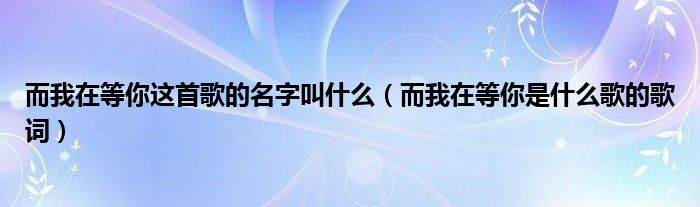 而我在等你這首歌的名字叫什么（而我在等你是什么歌的歌詞）