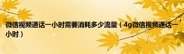 微信視頻通話一小時(shí)需要消耗多少流量（4g微信視頻通話一小時(shí)）