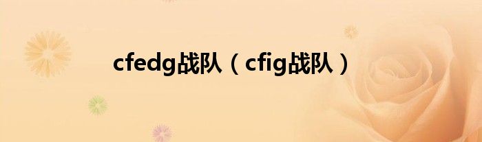 cfedg戰(zhàn)隊（cfig戰(zhàn)隊）