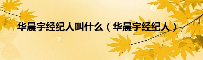 華晨宇經(jīng)紀(jì)人叫什么（華晨宇經(jīng)紀(jì)人）