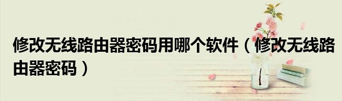 修改無(wú)線路由器密碼用哪個(gè)軟件（修改無(wú)線路由器密碼）