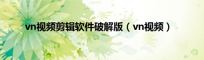 vn視頻剪輯軟件破解版（vn視頻）