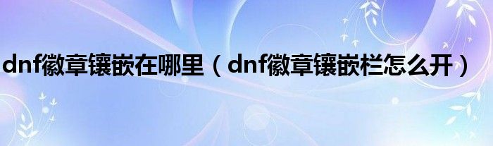 dnf徽章鑲嵌在哪里（dnf徽章鑲嵌欄怎么開）
