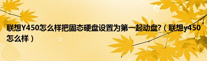 聯(lián)想Y450怎么樣把固態(tài)硬盤設(shè)置為第一起動盤?（聯(lián)想y450怎么樣）