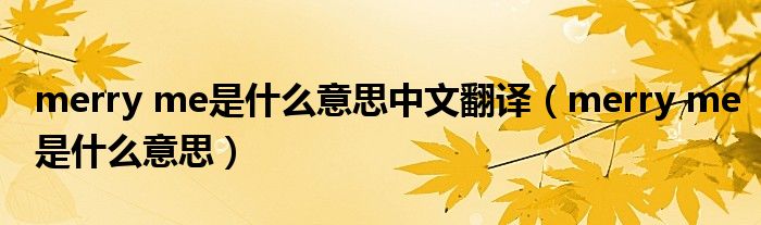merry me是什么意思中文翻譯（merry me是什么意思）