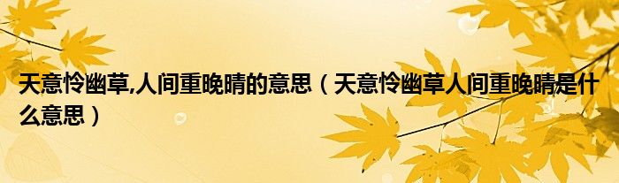天意憐幽草,人間重晚晴的意思（天意憐幽草人間重晚晴是什么意思）