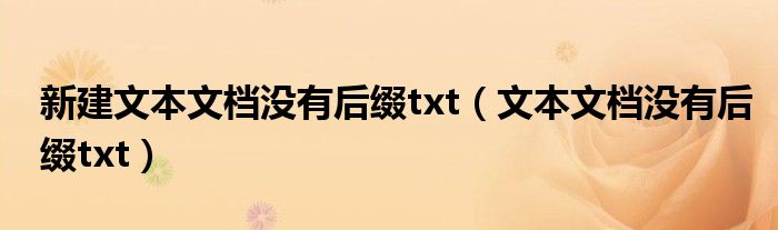 新建文本文檔沒有后綴txt（文本文檔沒有后綴txt）