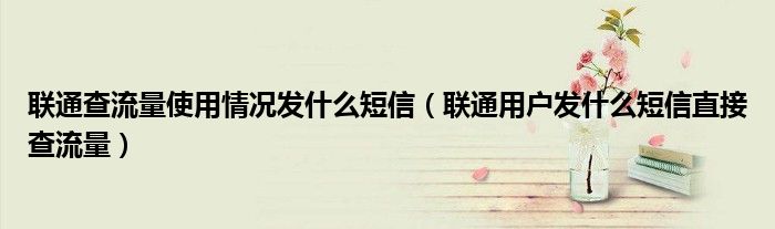 聯(lián)通查流量使用情況發(fā)什么短信（聯(lián)通用戶發(fā)什么短信直接查流量）