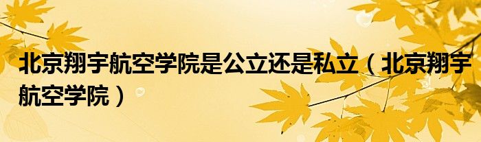 北京翔宇航空學院是公立還是私立（北京翔宇航空學院）