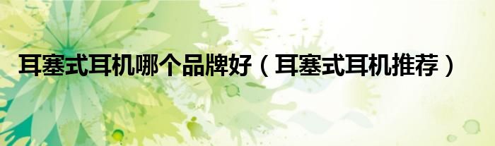耳塞式耳機哪個品牌好（耳塞式耳機推薦）