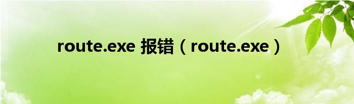 route.exe 報(bào)錯(cuò)（route.exe）