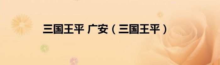 三國(guó)王平 廣安（三國(guó)王平）