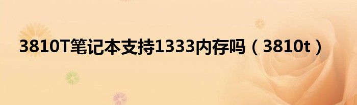 3810T筆記本支持1333內(nèi)存嗎（3810t）