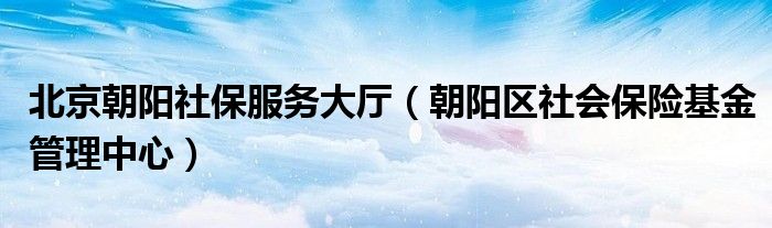 北京朝陽(yáng)社保服務(wù)大廳（朝陽(yáng)區(qū)社會(huì)保險(xiǎn)基金管理中心）