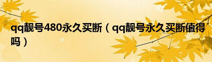 qq靚號(hào)480永久買斷（qq靚號(hào)永久買斷值得嗎）