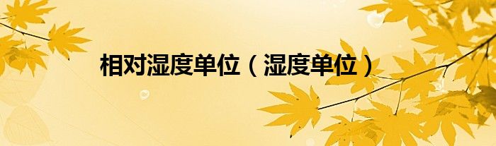 相對(duì)濕度單位（濕度單位）
