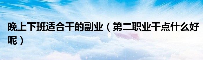 晚上下班適合干的副業(yè)（第二職業(yè)干點什么好呢）