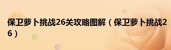保衛(wèi)蘿卜挑戰(zhàn)26關(guān)攻略圖解（保衛(wèi)蘿卜挑戰(zhàn)26）