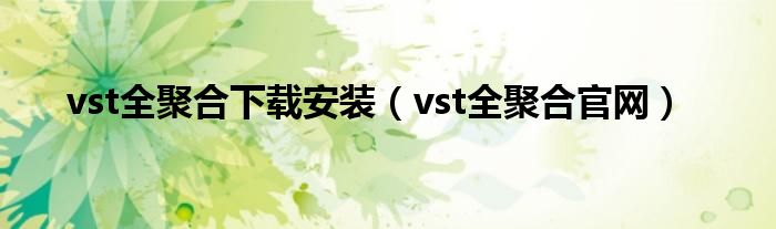vst全聚合下載安裝（vst全聚合官網(wǎng)）