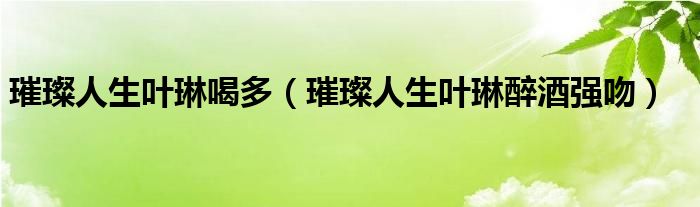 璀璨人生葉琳喝多（璀璨人生葉琳醉酒強吻）