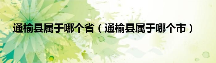通榆縣屬于哪個?。ㄍㄓ芸h屬于哪個市）