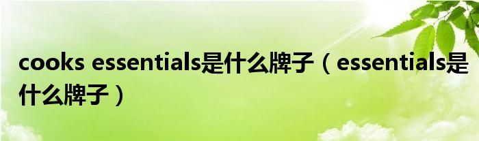 cooks essentials是什么牌子（essentials是什么牌子）