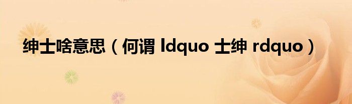 紳士啥意思（何謂 ldquo 士紳 rdquo）