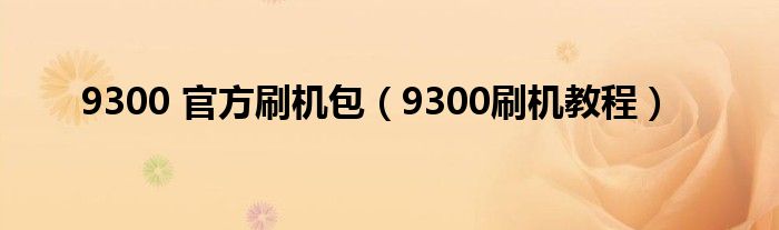 9300 官方刷機(jī)包（9300刷機(jī)教程）