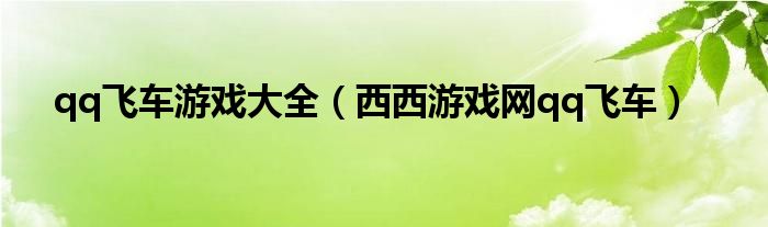 qq飛車游戲大全（西西游戲網(wǎng)qq飛車）