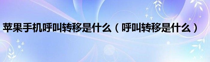 蘋(píng)果手機(jī)呼叫轉(zhuǎn)移是什么（呼叫轉(zhuǎn)移是什么）