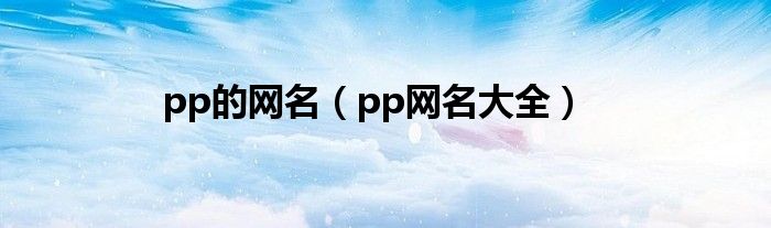 pp的網名（pp網名大全）