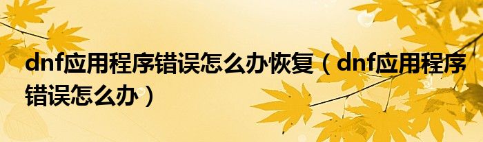 dnf應(yīng)用程序錯(cuò)誤怎么辦恢復(fù)（dnf應(yīng)用程序錯(cuò)誤怎么辦）