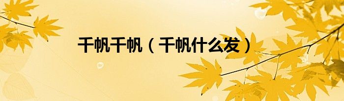 千帆千帆（千帆什么發(fā)）