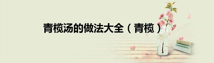 青欖湯的做法大全（青欖）