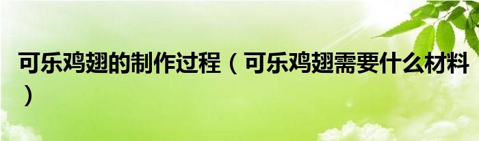 可樂(lè)雞翅的制作過(guò)程（可樂(lè)雞翅需要什么材料）